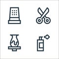 handcrafts line icons. linear set. quality vector line set such as paint spray, pottery, scissors