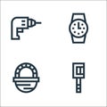 handcrafts line icons. linear set. quality vector line set such as sharpener, basket, watchmaking Royalty Free Stock Photo