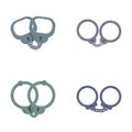 Handcuff icons set cartoon vector. Closed metal handcuff Royalty Free Stock Photo