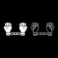 Handcuffed hands Chained human arms Prisoner concept Manacles on man Detention idea Fetters confine Shackles on person icon