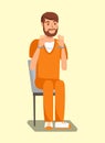 Handcuffed Prisoner, Inmate Flat Illustration Royalty Free Stock Photo