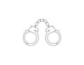 Handcuffs, arrest outline icon on white background. Vector