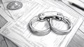 Handcuffs on Legal Documents Sketch, Justice And Law Concepts Royalty Free Stock Photo