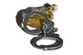 Handcuffs with bottle Royalty Free Stock Photo