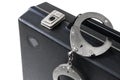 handcuffs chained to the handle of the Briefcase Royalty Free Stock Photo