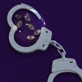 Handcuffs and diamonds symbolizing vice in love affairs 3d rendering