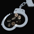 Handcuffs and diamonds symbolizing vice in love affairs 3d rendering