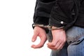 Handcuffs on Hands closeup Royalty Free Stock Photo