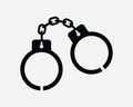 Handcuffs Icon. Arrest Criminal Crime Jail Prison Justice Slave Slavery Trap Punish Police Black White Sign Symbol EPS Vector