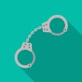 Handcuffs icon in flat style isolated on white background. Drugs symbol stock vector illustration.