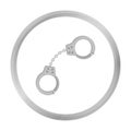 Handcuffs icon in monochrome style isolated on white background. Drugs symbol stock vector illustration.