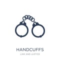 Handcuffs icon. Trendy flat vector Handcuffs icon on white background from law and justice collection Royalty Free Stock Photo