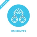 handcuffs icon vector from corruption elements collection. Thin line handcuffs outline icon vector illustration. Linear symbol