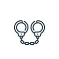 handcuffs icon vector from law and justice concept. Thin line illustration of handcuffs editable stroke. handcuffs linear sign for Royalty Free Stock Photo