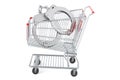 Handcuffs inside shopping cart. 3D rendering