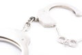 Handcuffs and keys on white Royalty Free Stock Photo