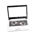 Handcuffs is on the laptop keyboard. Royalty Free Stock Photo