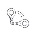 Handcuffs line icon concept. Handcuffs vector linear illustration, symbol, sign