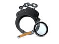 Handcuffs with magnifying glass