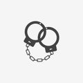 Handcuffs monochrome icon. Vector illustration.