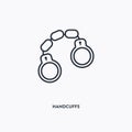 Handcuffs outline icon. Simple linear element illustration. Isolated line Handcuffs icon on white background. Thin stroke sign can