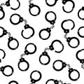 Handcuffs pattern repeat seamless in black color Royalty Free Stock Photo