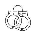 Handcuffs, police related vector icon, editable stroke Royalty Free Stock Photo