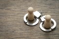 The handcuffs represent joint responsibility and the legal consequences faced by two individuals involved in a transgression Royalty Free Stock Photo