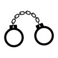 Handcuffs silhouette icon. Arrest simple symbol. Vector black shape isolated on white background. Crime punishment pictogram