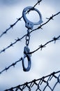 Handcuffss and fence Royalty Free Stock Photo