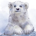 Handdraw animal watercolor baby polarbear white bear