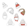 Handdraw winter hats Royalty Free Stock Photo