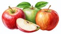 HandDrawn Apple Illustrations Whole Half and Sliced Fruit for Design Inspiration and Educational Resources Royalty Free Stock Photo