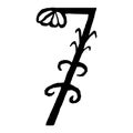 Handdrawn arabic numerals. Number 7 - floral element of numbers made from hand drawn flowers for your lettering design.