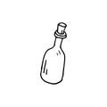 Handdrawn bottle doodle icon. Hand drawn black sketch. Sign symbol. Decoration element. White background. Isolated. Flat design. Royalty Free Stock Photo