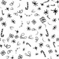 HandDrawn Christmas seamless pattern of vector doodles set Royalty Free Stock Photo