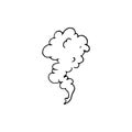 Handdrawn a cloud of smoke doodle icon. Hand drawn black sketch.