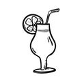 Handdrawn cocktail doodle icon. Hand drawn black sketch. Sign symbol. Decoration element. White background. Isolated. Flat design Royalty Free Stock Photo