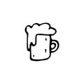 Handdrawn cup of beer doodle icon. Hand drawn black sketch. Sign