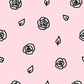 Handdrawn Cute Tender Pink Rose pattern