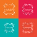 Handdrawn decorative frames isolated on colorful background