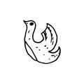 Handdrawn doodle bird icon. Hand drawn black sketch. Sign symbol. De Royalty Free Stock Photo