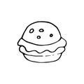 Handdrawn doodle burger icon. Hand drawn black burger sketch. Si