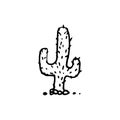 Handdrawn doodle cactus icon. Hand drawn black sketch. Sign symbol. Decoration element. White background. Isolated. Flat design.
