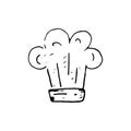 Handdrawn doodle chef hat icon. Hand drawn black sketch. Sign symbol. Decoration element. White background. Isolated. Flat design Royalty Free Stock Photo