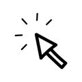 Handdrawn doodle click arrow icon. Hand drawn black sketch. Sign Royalty Free Stock Photo