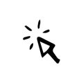 Handdrawn doodle click arrow icon. Hand drawn black sketch. Sign