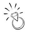 Handdrawn doodle diamond ring illustration cartoon style Royalty Free Stock Photo