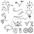 Handdrawn doodle element collection with handdrawn cartoon style