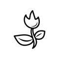 Handdrawn doodle flower icon. Hand drawn black sketch. Sign symbol. Decoration element. White background. Isolated. Flat design. Royalty Free Stock Photo